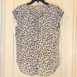 JOIE Silk Animal Print Blouse Sz M